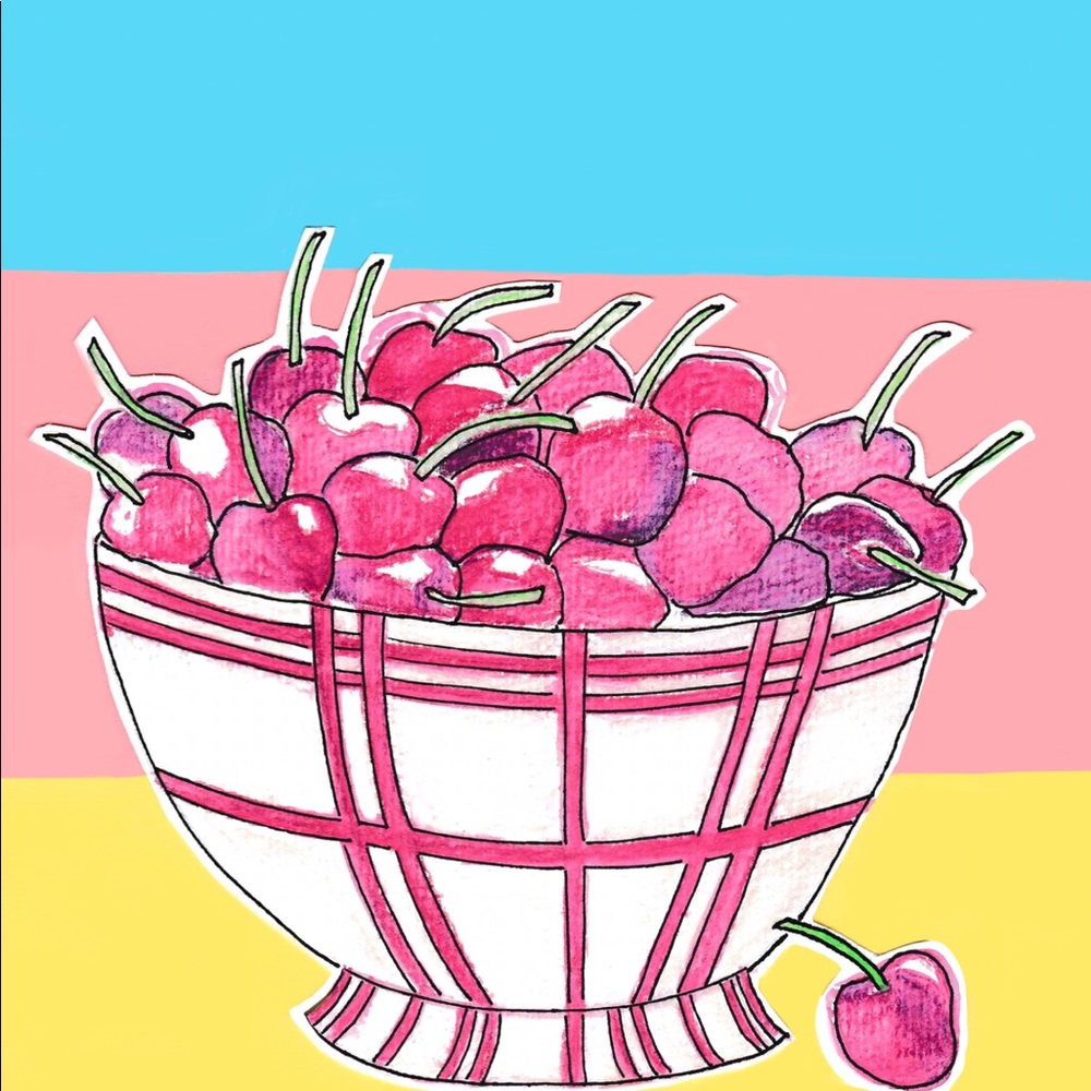 Bowl of cherries kitchen art and decor